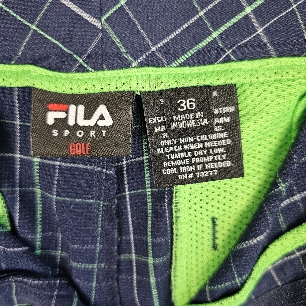 FILA Sport Men's Blue and Green Flat Front Golf Shorts Size: 36 - Picture 9 of 9